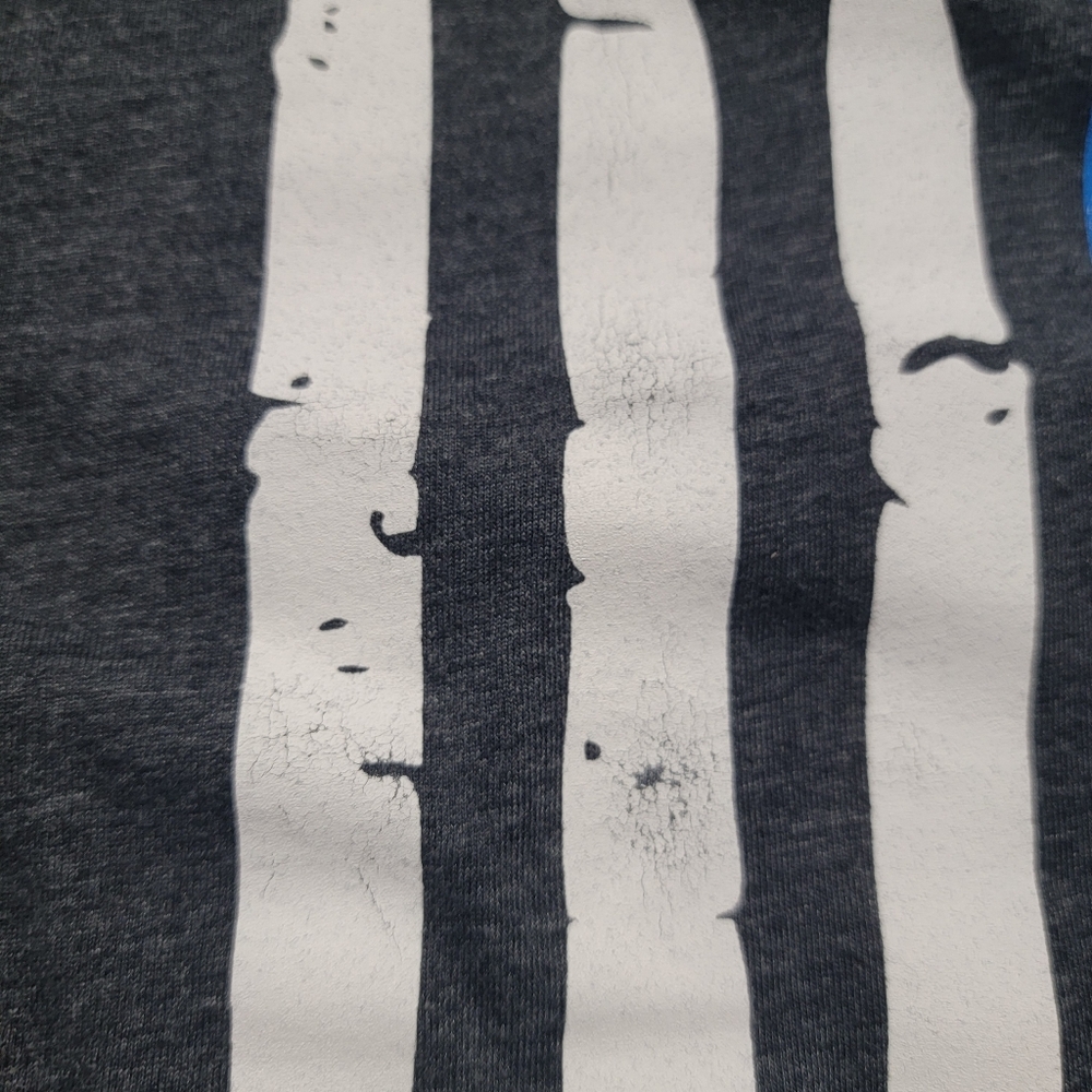 I GOT YOUR SIX Short Sleeve T-Shirt Gray Unisex Size Large Blue Line Flag Police - Picture 10 of 10